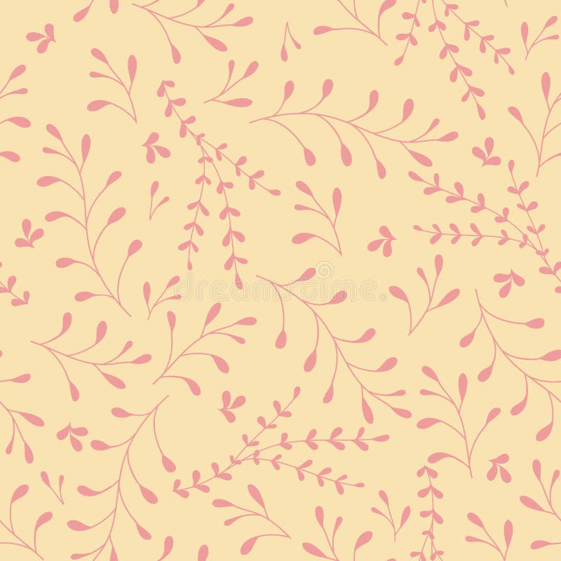 Whimsical Leaves and Branches Seamless Pattern yellow.