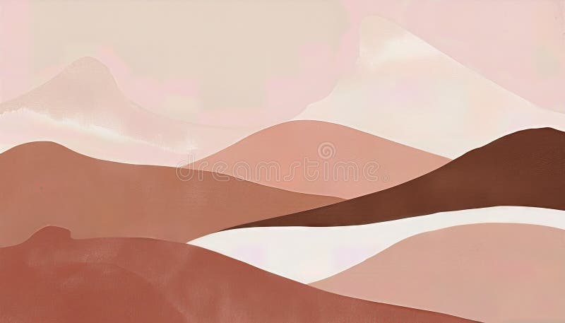 Whimsical Mountainscape Plakat Marzycielski Boho z Pastel Hues Przedstawiający Abstrakcyjny Krajobraz Dotknięty Majestatycznymi Gó royalty ilustracja