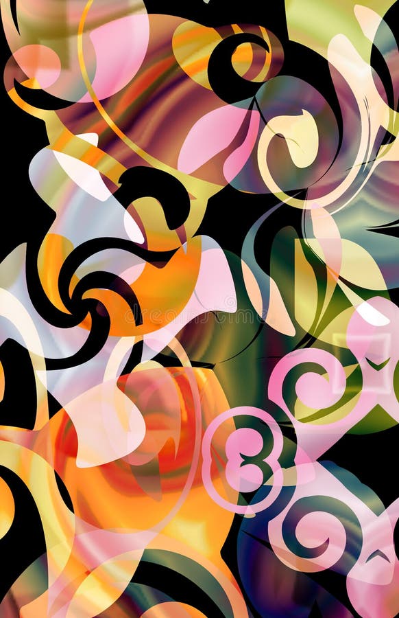Whimsical scroll. Marblelized whimsical scroll patterns with stone like engravings and colorful gradient overlay vector illustration Whimsical scroll. Marblelized whimsical scroll patterns with stone like engravings and colorful gradient overlay vector illustration