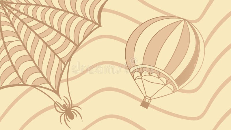 Whimsical Spider Web und Hot Air Balloon Vektordesign Generative AI lizenzfreie abbildung