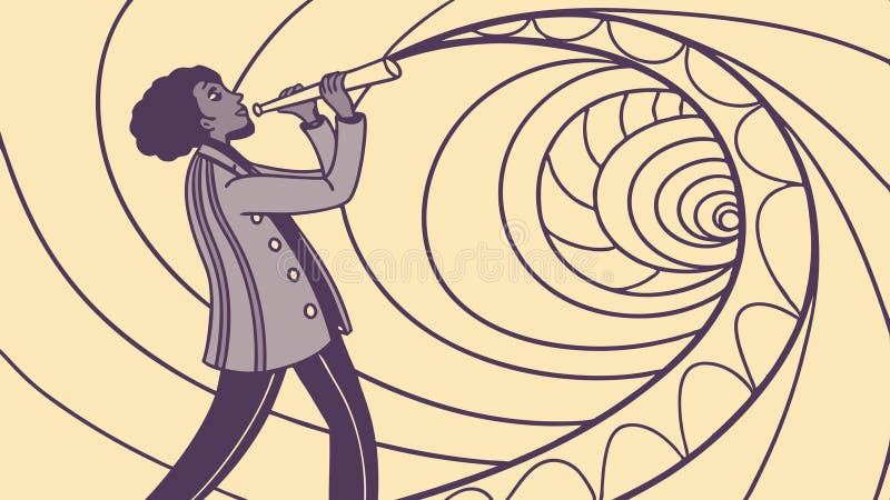 Whimsical Trumpet Player with Swirling Abstract Musical Notes, vector design Generative AI stock illustration