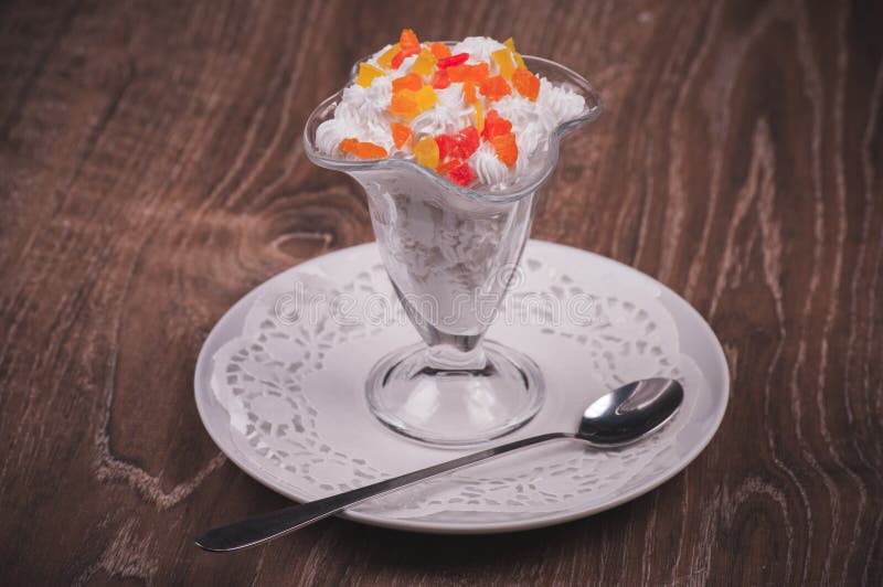Whipped Cream Dessert in Glass Stock Photo Image of glass, menu 48100092