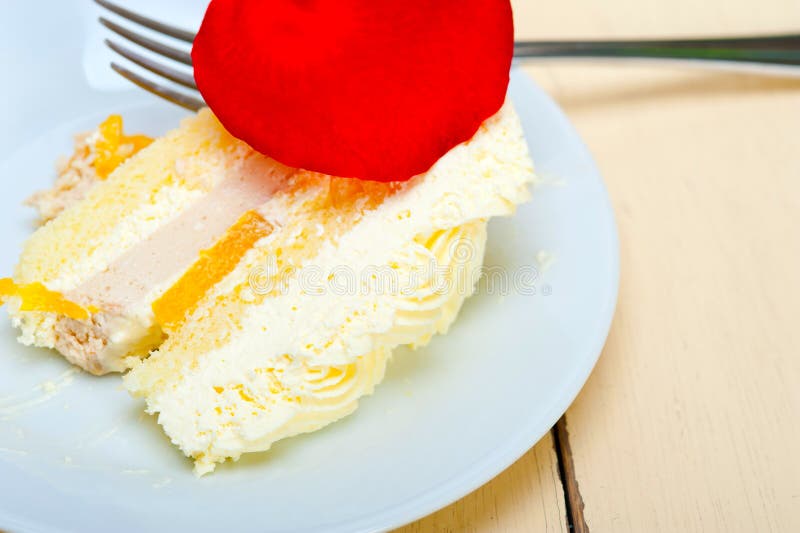 Whipped cream mango cake stock photo. Image of party 243202284