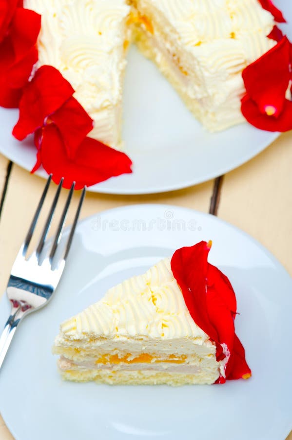 Whipped cream mango cake stock photo. Image of elegance 242787092