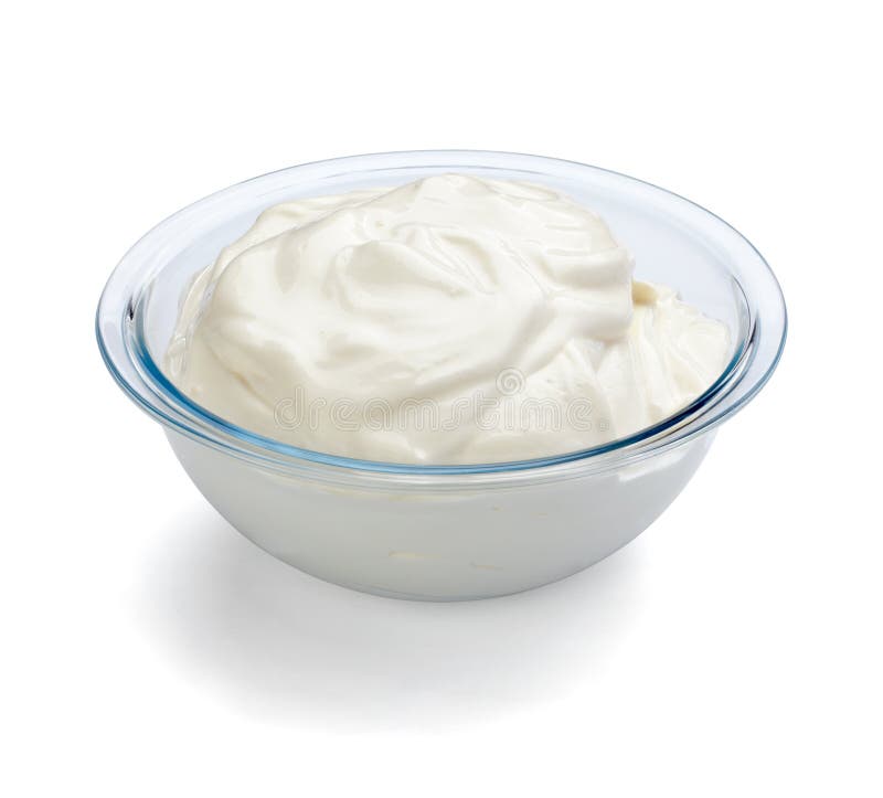 Close up of sour cream on white background with clipping path.