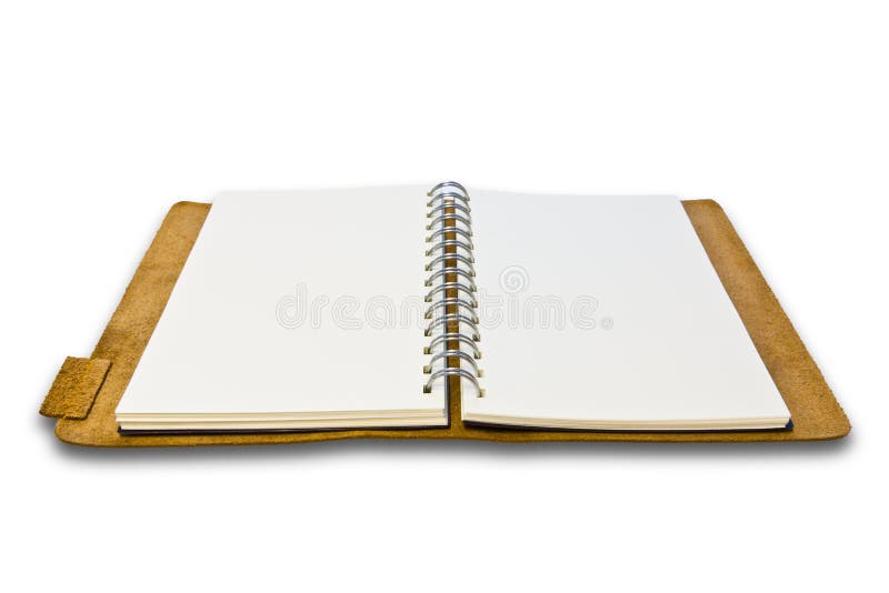 Whire leather notebook isolated stock image