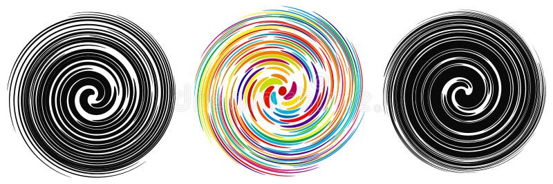 Whirl, Swirl, Twirl Spiral Set. Rotation Effect Lines. Whirlpool