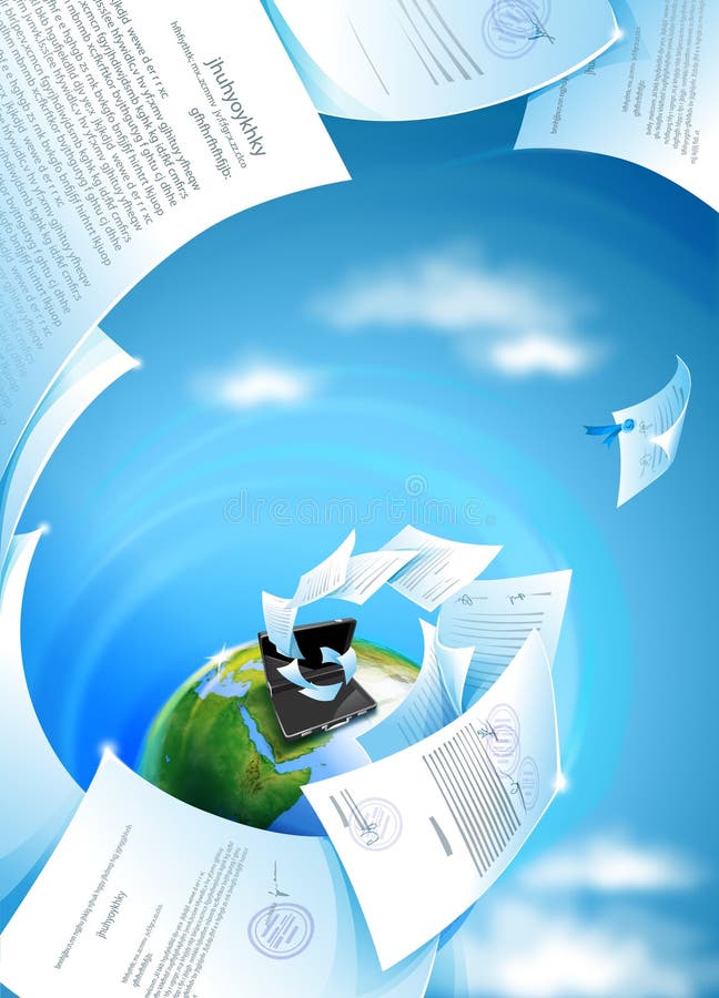 Flying Documents Creating Whirpool Of Contracts. Flying Documents Creating Whirpool Of Contracts