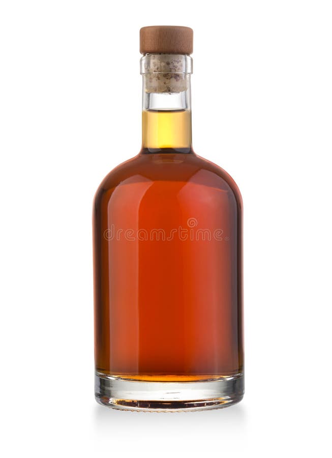 Whiskey bottle on white stock images