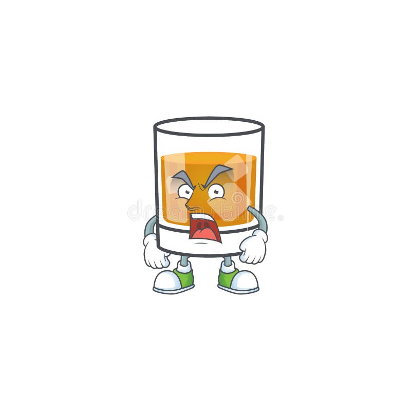 Whiskey with character angry on white background royalty free illustration