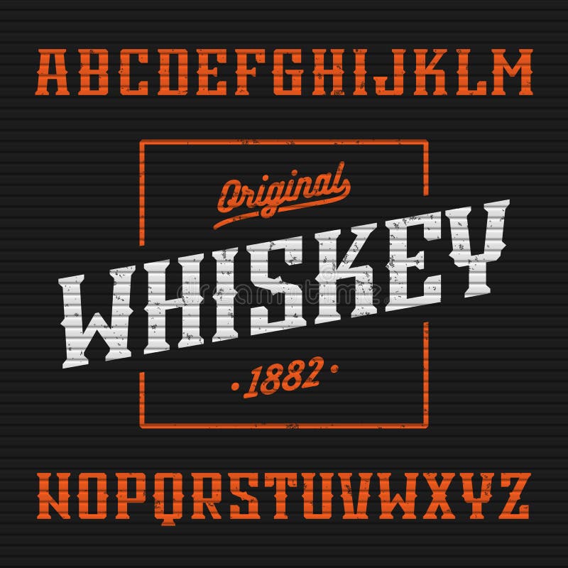 Whiskey label, western style font stock illustration Whiskey label, western style font stock illustration