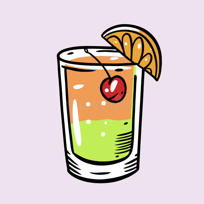 Whiskey Soul Cocktail. Cartoon Flat Vector Illustration. Isolated 