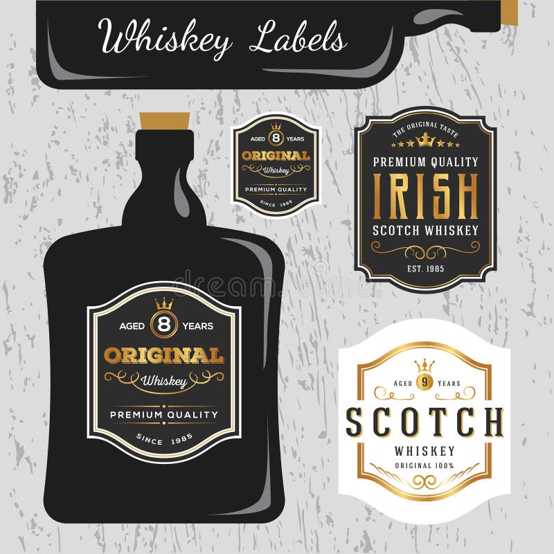 Whisky gatunków etykietki projekta szablon ilustracji Whisky gatunków etykietki projekta szablon ilustracji