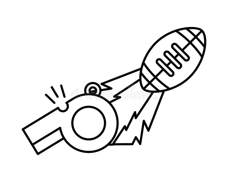 Whistle refeere accessory with football american balloon royalty free illustration Whistle refeere accessory with football american balloon royalty free illustration