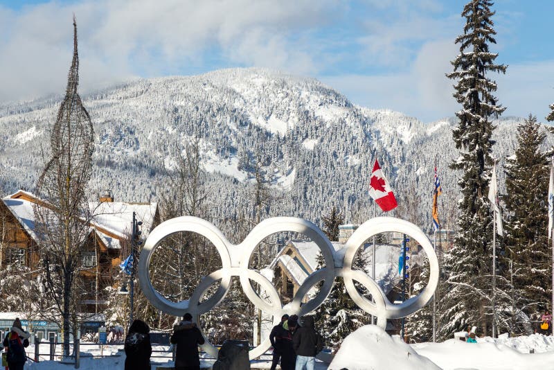 Whistler, BC, Canada: Olympic rings at the Roundhouse on Whistler – Stock  Photo Stock Photo - Alamy