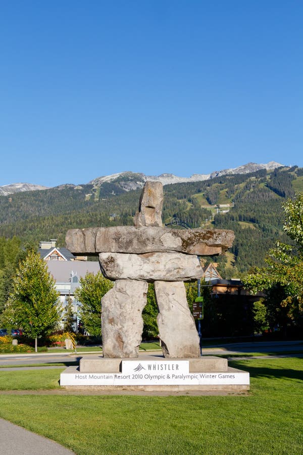 Whistler, Canada - Circa 2019: Whistler Inukshuk 2010 winter olympic games memorial