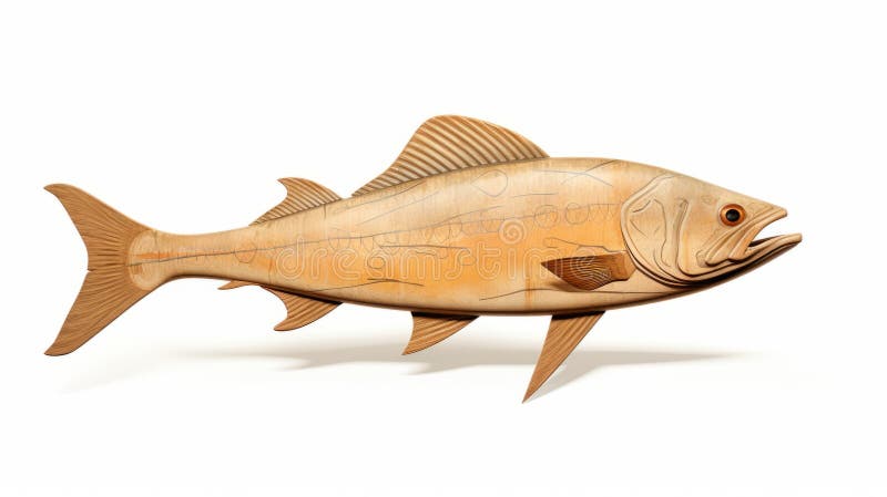 Whistlerian 3d Wooden Fish Illustration With Americana Iconography