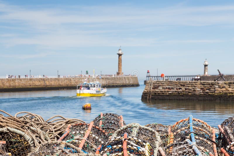 Whitby Lobster Pots Stacked One the Quayside Stock Image - Image of