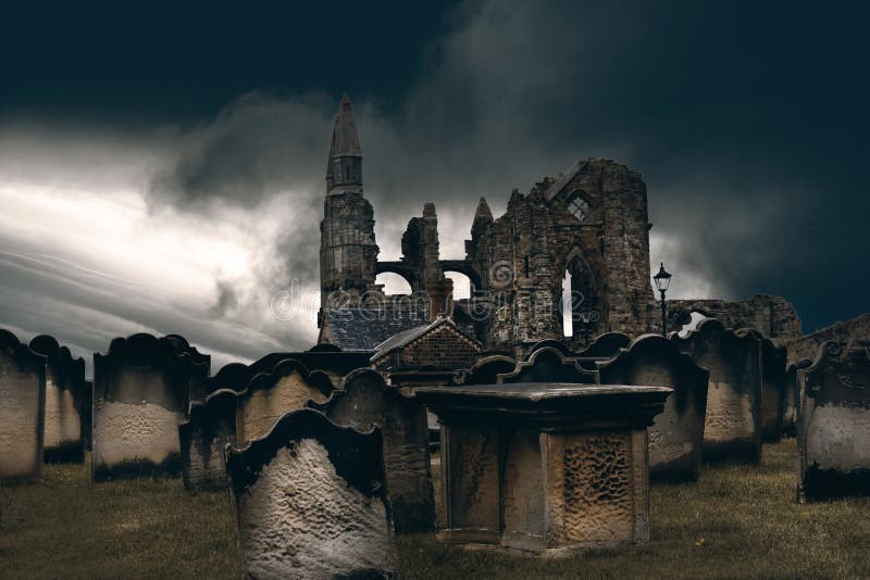 Whitby abbey, north yorkshire, UK, with gravestones in the foreground. Whitby abbey, north yorkshire, UK, with gravestones in the foreground.