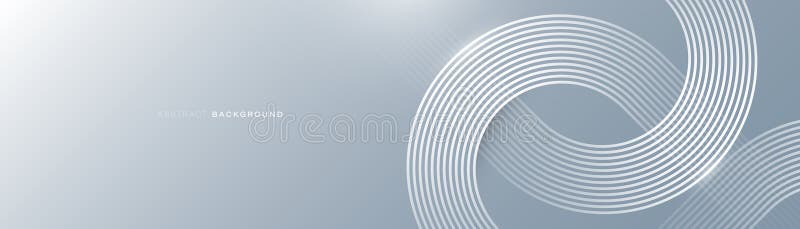 White abstract background with glowing circle geometric lines. Modern shiny white lines pattern. Futuristic technology concept. stock illustration