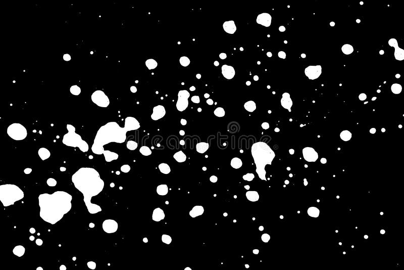 White Abstract Spots on a Black Background, Texture, Illustration Stock