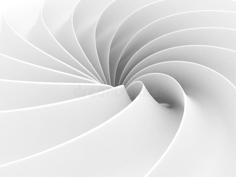 White Abstract Wave Spiral Geometric Background stock illustration