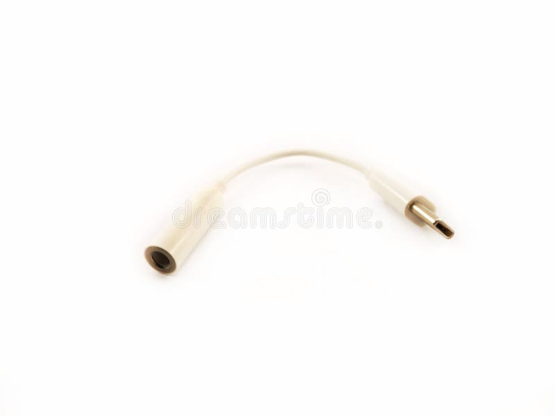 White Adapter for Phone Typec Mini Jack 3.5mm Stock Photo Image