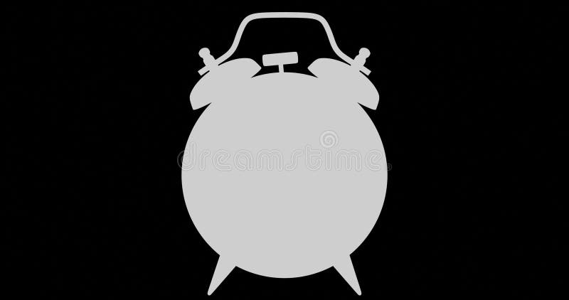 White alarm clock with rotating hands on the dial. Blue background. VJ loop. Alpha channel. 3d rendering royalty free illustration