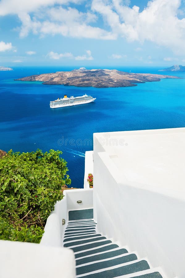 White architecture on Santorini island, Greece.