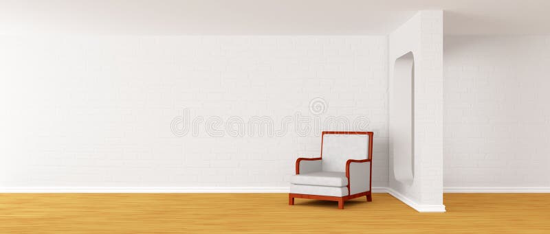White armchair in modern minimalist interior stock illustration