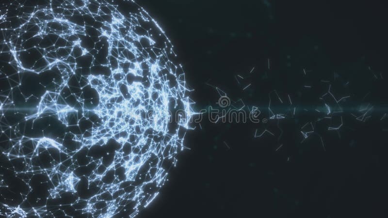 White background. Abstract geometric flying lines and triangles. Colorful digital Sphere. Smooth animations 3d rendering royalty free illustration