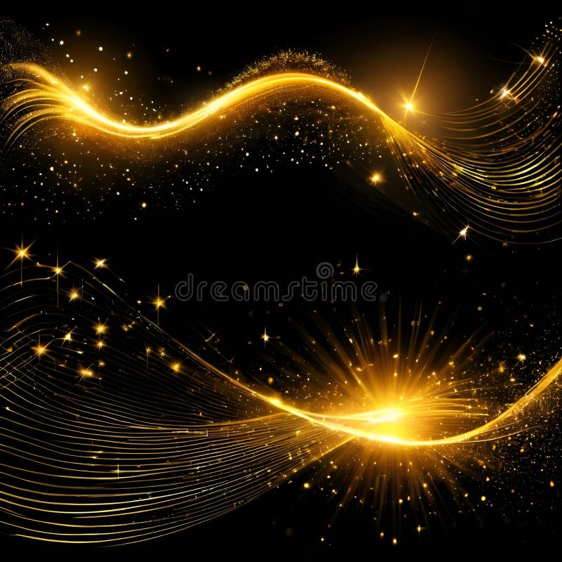 Black Background with Gold Sparkle Light Stock Illustration