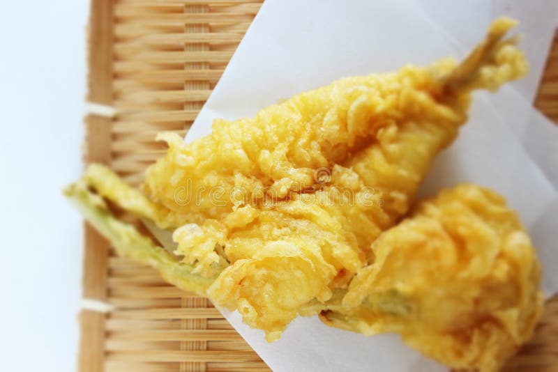 Japanese Food Deep Fried White Fish On Bamboo Basket Stock Photo