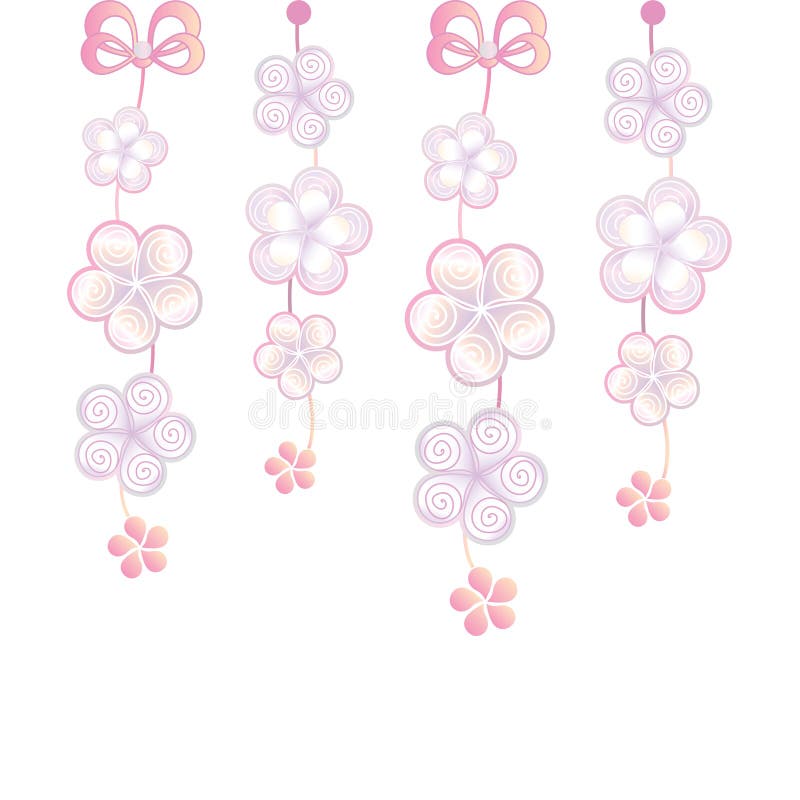 White background with decorative flowers and bows