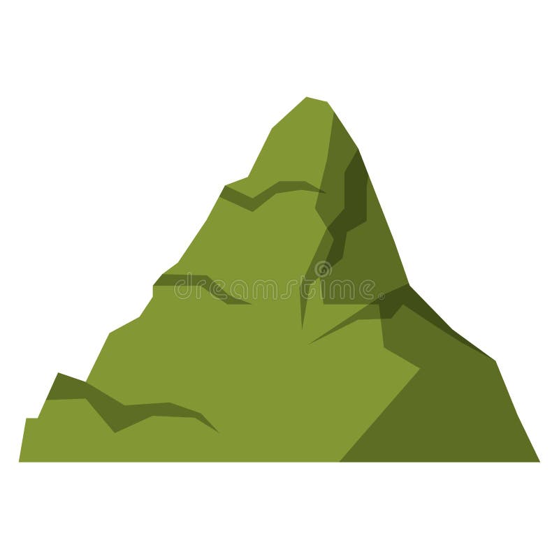 White Background with Green Silhouette of Mountain Peak Stock Vector ...