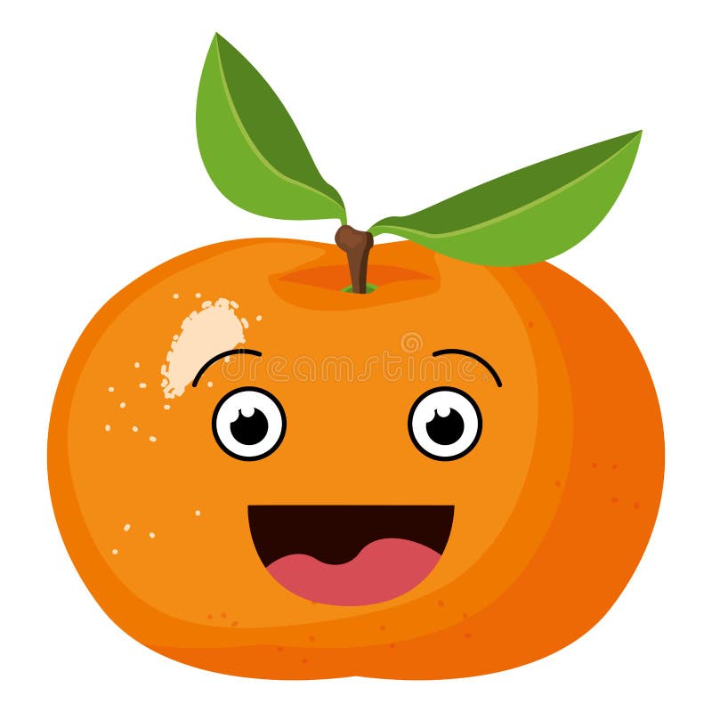 Cartoon Tangerine Isolated on White Background Stock Illustration