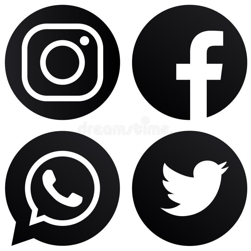Instagram Facebook Logo Black White Stock Illustrations