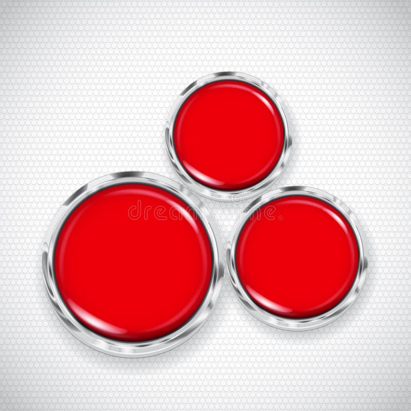 White background with small circles and three buttons