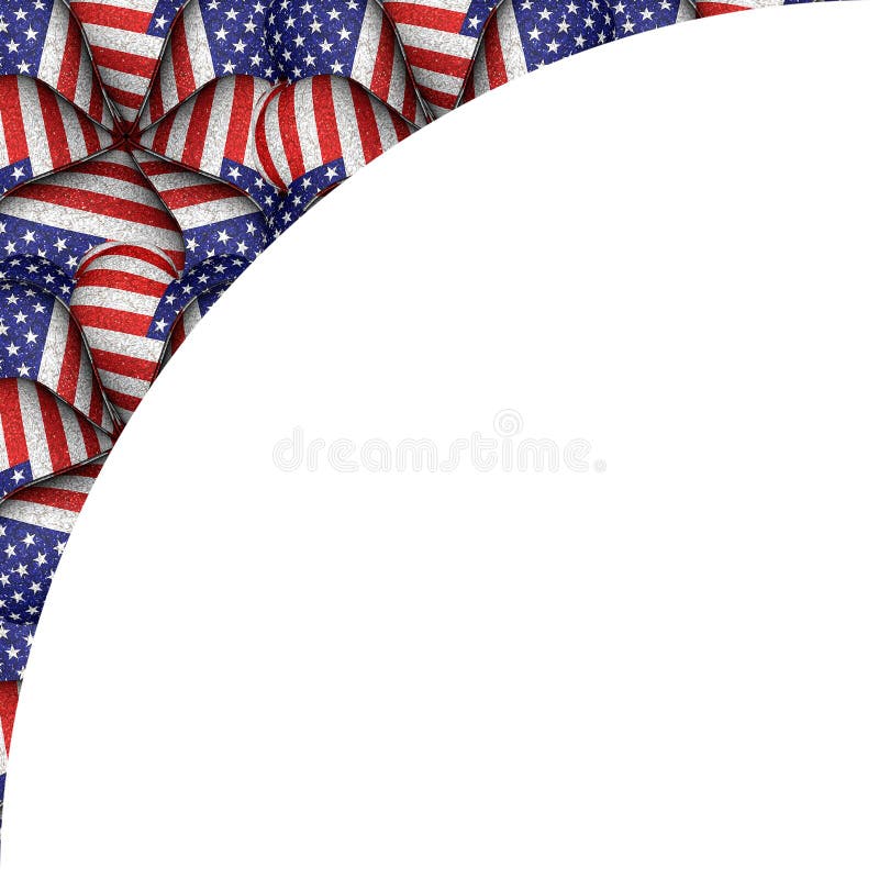 White Background with Usa Flag Pattern Borders Stock Illustration
