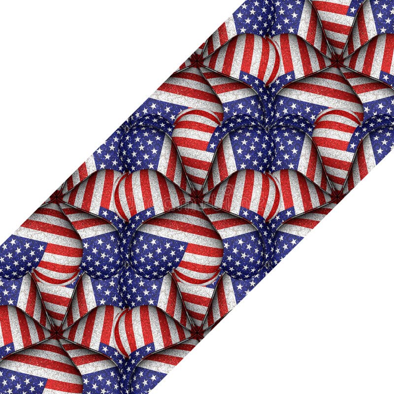 White Background with Usa Flag Pattern Borders Stock Illustration