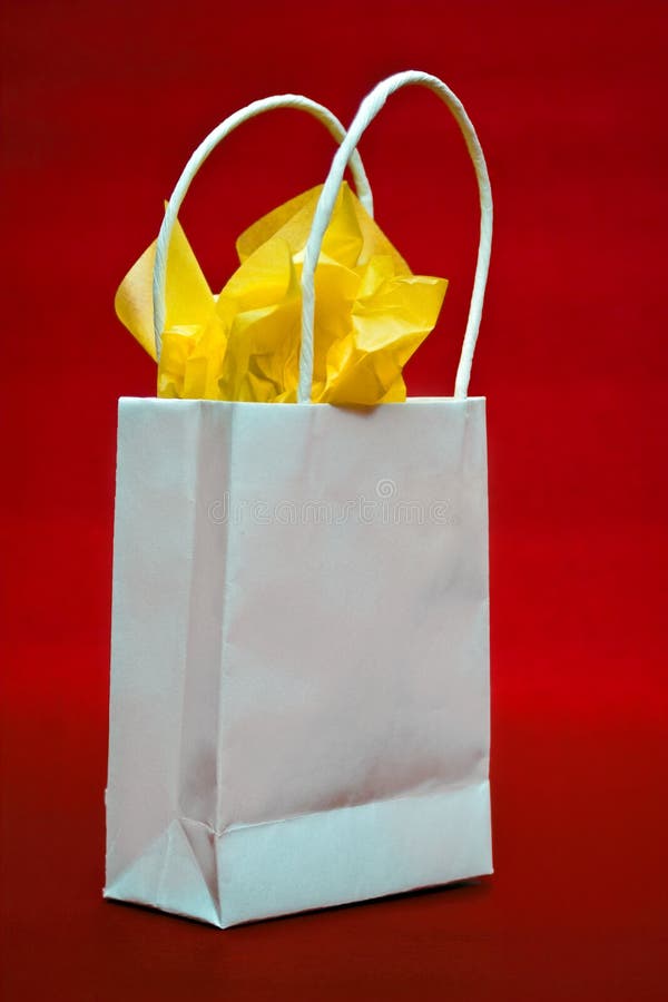 White Gift Bag stock photo. Image of single, background - 6484152