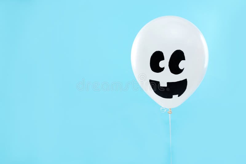 Orange Balloon with Drawing of Scared Face on Background. Halloween Party  Stock Photo - Image of creepy, hallows: 159897350