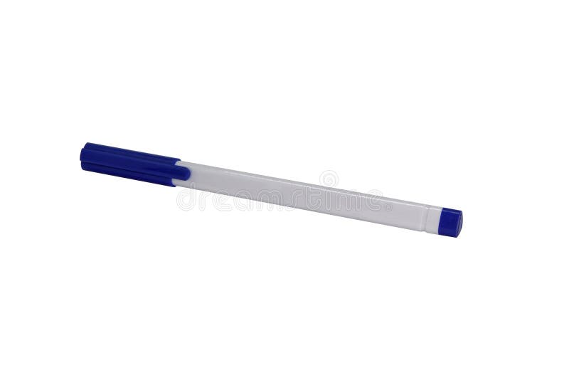 White Ballpoint Pen with Blue Cap Isolated Stock Image Image of cheap