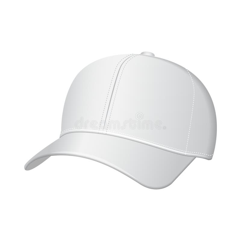Download White Baseball Cap. Vector Realistic Illustration. Side View Stock Vector - Illustration of ...