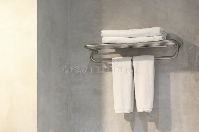 White Bath Towels on Towel Rack Stock Image Image of clean, fabric