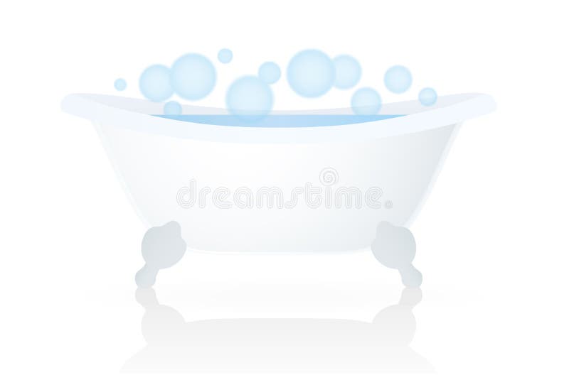 White Bath (tub, bathtub) with bubbles. Isolated Vector on white background