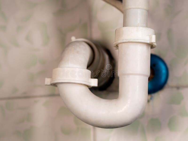 White Bathroom Drain Pipe Pipes and Ceramic Wall Stock Image Image of