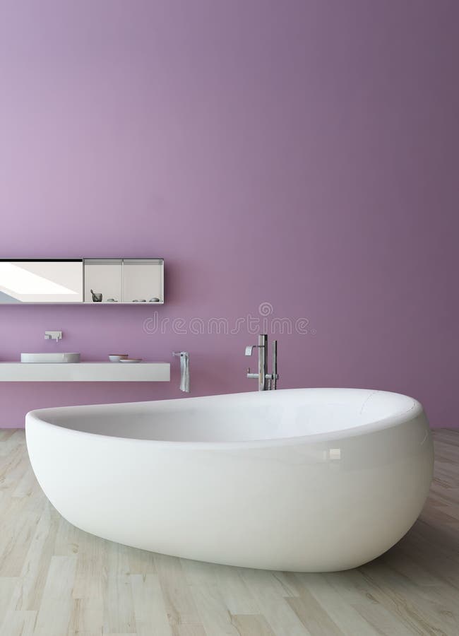 White Bathtub Against Violet Wall Stock Illustration Illustration of style, white 41133734