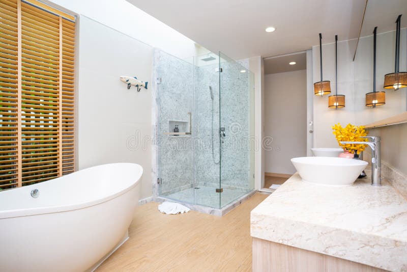 White Bathtub in Luxury Bathroom Stock Photo Image of luxury, toilet