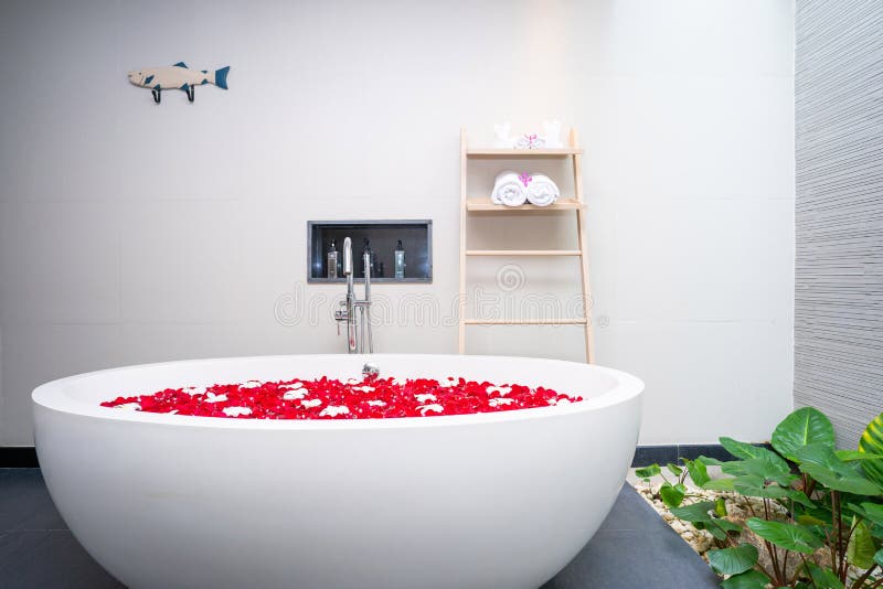 White Bathtub in Luxury Bathroom Stock Photo Image of bathtub